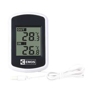Emos E0041 indoor and outdoor digital wired thermometer, showing current temperature readings - Room Thermometer