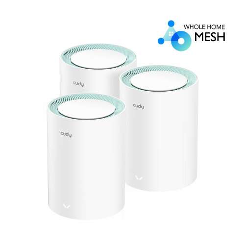 Cudy M1300 Mesh WiFi System, 3er Pack, vollständige Abdeckung des Hauses, AC1200, 867Mbps, 300Mbps, 2 Gigabit Ethernet Ports
