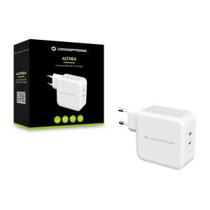 Conceptronic ALTHEA08W 100W USB-C charger with 2 ports, white - Phone Charger and External Battery & Power Bank