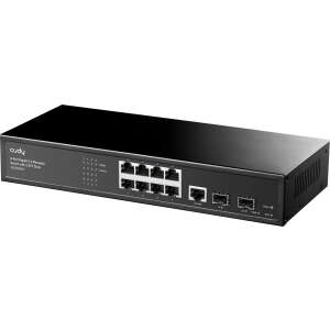 Schräge Ansicht des Cudy GS2008S2 8-Port Gigabit Ethernet Switch mit 2 SFP Slots - Cudy