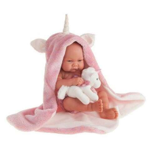 Antonio Juan 42 cm újszülött baba unikornis takaróval, plüss unikornis játékkal, élethű baba