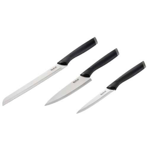 Set de cuțite Tefal Essential 3 piese, include cuțit de bucătar, cuțit de pâine și cuțit utilitar