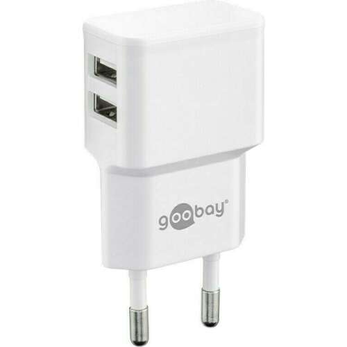 Goobay dual USB wall charger, white, 2.4A