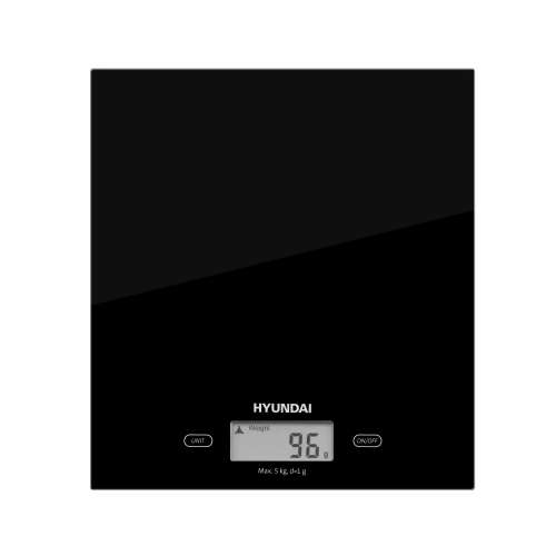 Cântar de bucătărie Hyundai KVE893B, negru, digital, suprafață din sticlă, capacitate 5 kg, precizie 1 g