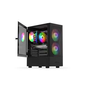 Krux Vako RGB Gaming Számítógépház nyitott edzett üveg oldallappal és RGB ventilátorokkal - Krux