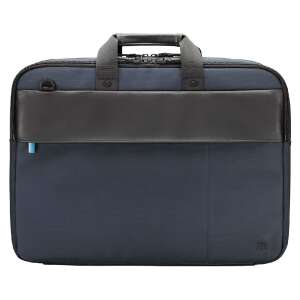 Mobilis Executive 11-14 inch laptop briefcase, blue and black, front view - Laptop Bag and Case