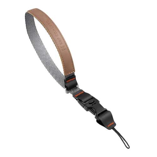 K&F Concept camera wrist strap with quick release, brown leather and grey fabric