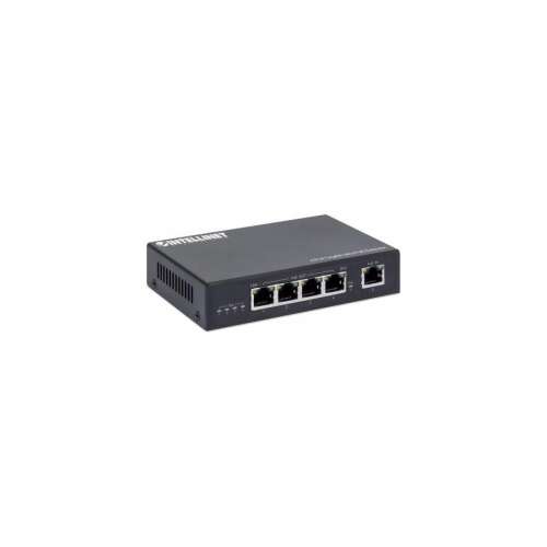 Intellinet 561617 4-portový Gigabit Ultra PoE Extender, čierny, predný pohľad