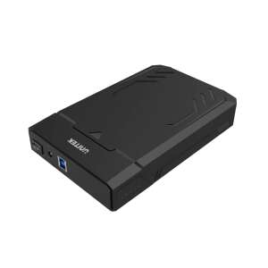 Unitek DiskGuard Raiden 2.5" / 3.5" USB 3.0 Külső HDD/SSD ház - Fekete, ferde nézet - Unitek