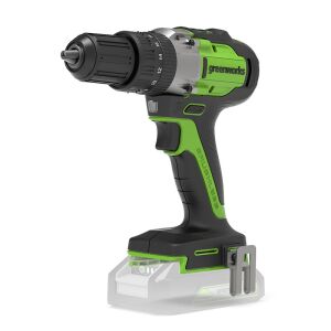 Greenworks GD24DD60 cordless drill driver, angled view - Tool