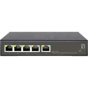 LevelOne GES-2105P Hilbert Gigabit Switch, 5 portos Gigabit PoE Smart Lite switch, elülső nézet - LevelOne