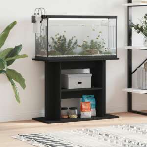 vidaXL black assembled wood aquarium stand with fish tank, 80x35x60 cm - Fish & Reptile Care