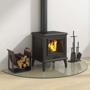 vidaXL félkör alakú üveg kandalló alátámasztó, védi a padlót a hőtől, használat közben - Kandalló & Kályha alátét