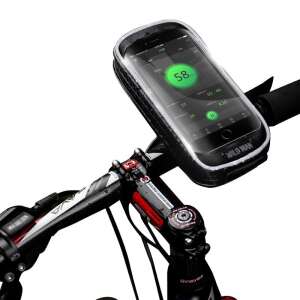 Univerzális, kerékpáros / biciklis tartó, táska, 6.5", kormányra szerelhető, 360°-ban forgatható, vízálló, fülhallgató kimenet, WildMan H16-XXS, fekete (H16)