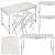 Springos camping table and chairs set, white, aluminum, MDF