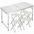 Springos camping table and chairs set, white, aluminum, MDF