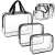 Springos travel organizer set of 3, clear PVC bags with black zippers and handles