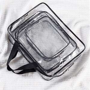 Set organizator de călătorie Springos, 3 genți transparente din PVC cu fermoare negre și mânere - Organizatori de valize