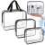 Springos utazásszervező szett 3 db, átlátszó PVC táskák fekete cipzárral és fogantyúkkal