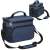 Springos thermal bag, blue, with shoulder strap and handle, two zippered compartments, side mesh pocket