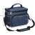 Springos thermal bag, blue, with shoulder strap and handle, two zippered compartments, side mesh pocket, dimensions