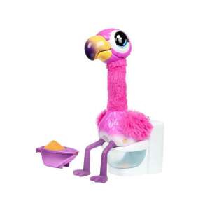 Little Live Pets Gotta Go Flamingo jucărie de pluș interactivă, flamingo roz așezat pe o toaletă, scoate sunete, repetă ceea ce spui, vine cu pudră și toaletă - Little Live Pets