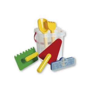 Sandspielset mit Eimer, Schaufel, Rechen, Kelle und Form - Strandspielzeug