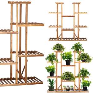 Drewniany kwietnik Springos 115x25x116 cm - Brązowy