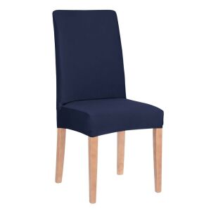Springos navy blue spandex chair cover on a chair, isolated on white. - Furniture Cover