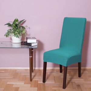 Springos turquoise chair cover in living room setting - Home Textile
