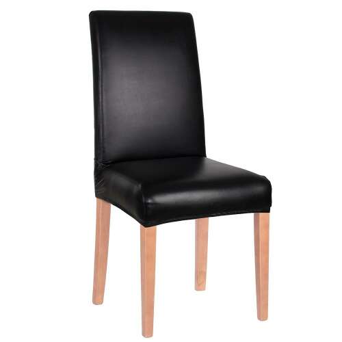 Black leatherette chair cover, Springos universal chair cover, fits most chairs