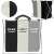 Springos 3-compartment laundry hamper with black, white, and gray fabric bags