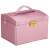Springos pink jewelry box with handle, front view