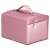 Springos pink jewelry box with handle, angled view