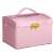 Springos pink jewelry box with gold clasp, closed