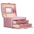 Springos pink jewelry box with drawers open
