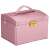Springos jewelry box, pink, with gold accents, closed