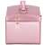 Springos jewelry box, pink, with gold accents, side view, closed