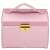Springos jewelry box, pink, with gold accents, front view, closed