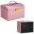 Springos pink jewelry box with handle, closed view