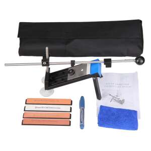 IdeallStore® Master Chef knife sharpener, professional kitchen tool for sharpening knives, scissors, axes, chisels, and serrated knives, with 4 types of sharpening stones, non-slip base, adjustable angle, and a carrying case - Knife Sharpener