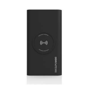 Realpower PB-8000 8000mAh bezprzewodowa power bank, czarny, widok z przodu - Zewnętrzna bateria i powerbank
