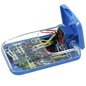 ICO "988" mágneses gemkapocstartó, átlátszó kék, gemkapcsokkal - ICO