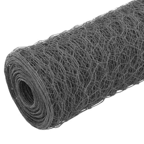 Acél Csirkeháló Kerítés - 25x0,5m - Szürke PVC Bevonat
