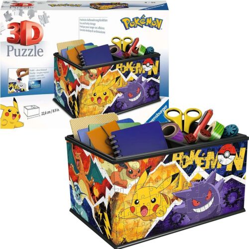 Ravensburger Pokémon 3D Puzzle Aufbewahrungsbox, 216 Teile, zusammengebaut und mit Schreibwaren gefüllt
