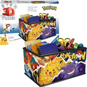 Ravensburger Pokémon 3D Puzzle Storage Box, 216 pieces, assembled and filled with stationery - Ravensburger
