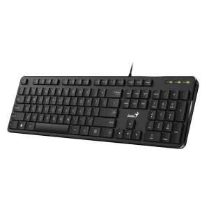 Genius SlimStar M200 HUN USB black multimedia keyboard, angled view - Genius Keyboard