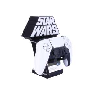 Star Wars phone and controller charging station with LED light, featuring a PS5 controller - Controller charging station