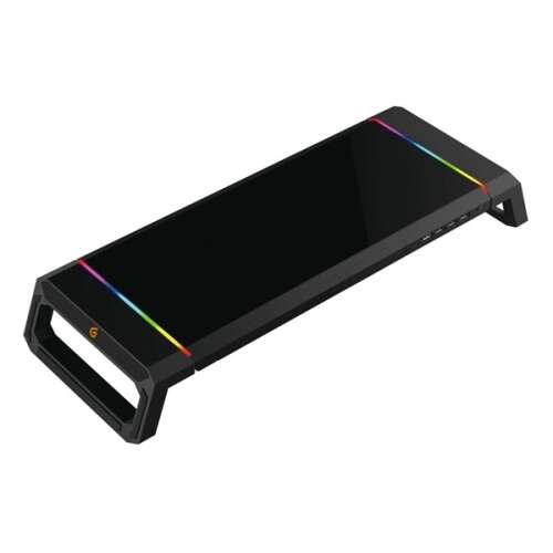 Conceptronic Monitor Stand - THORNE01B (einstellbar RGB, 4x USB2.0, integrierte Schublade, klappbar, Max.: 10kg, schwarz)