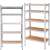 Springos 5-tier shelving unit with MDF shelves, 150x75x30 cm, showing different configurations